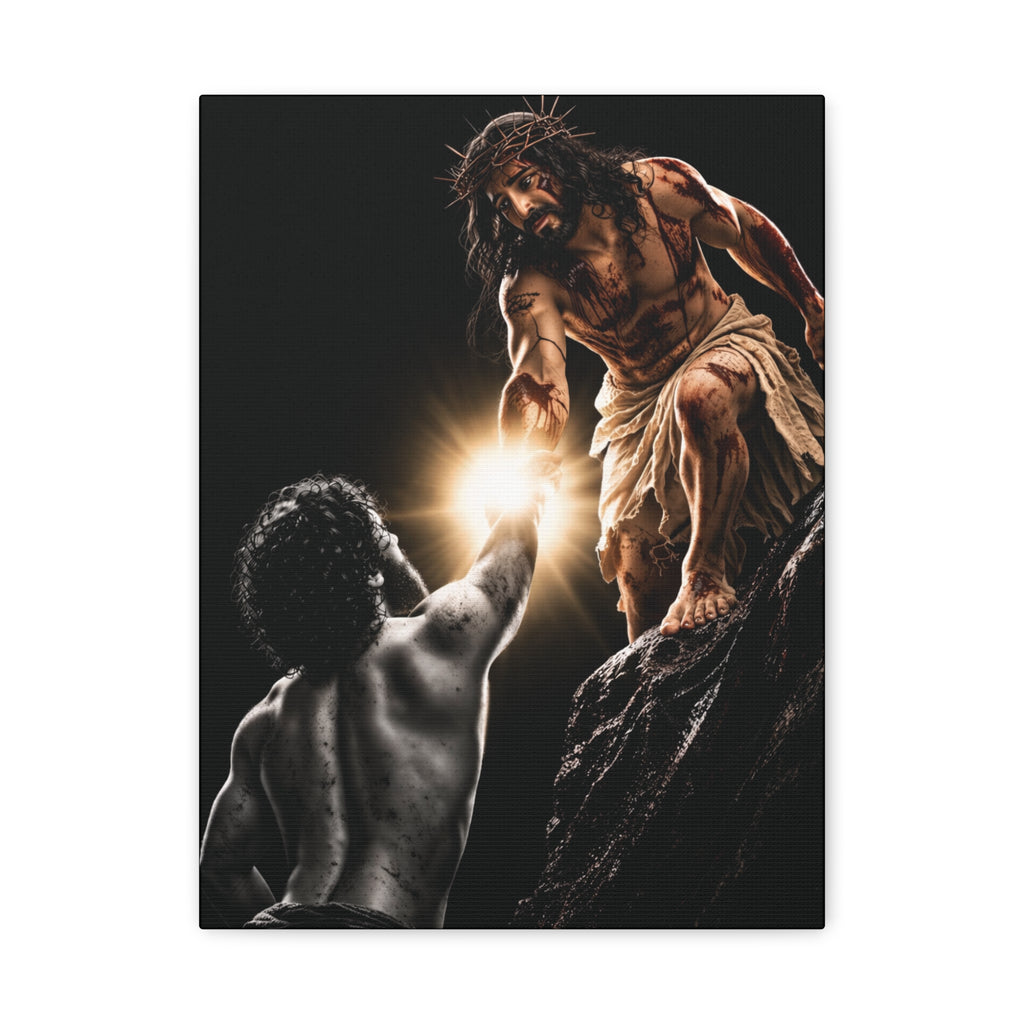 JESUS LIFTING UP MAN - CANVAS POSTER
