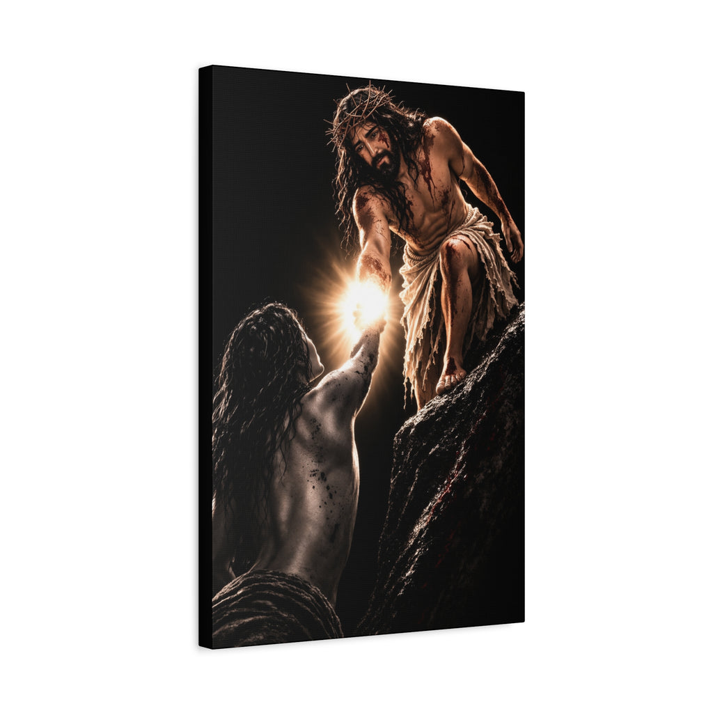 JESUS LIFTING A WOMEN UP - CANVAS POSTER