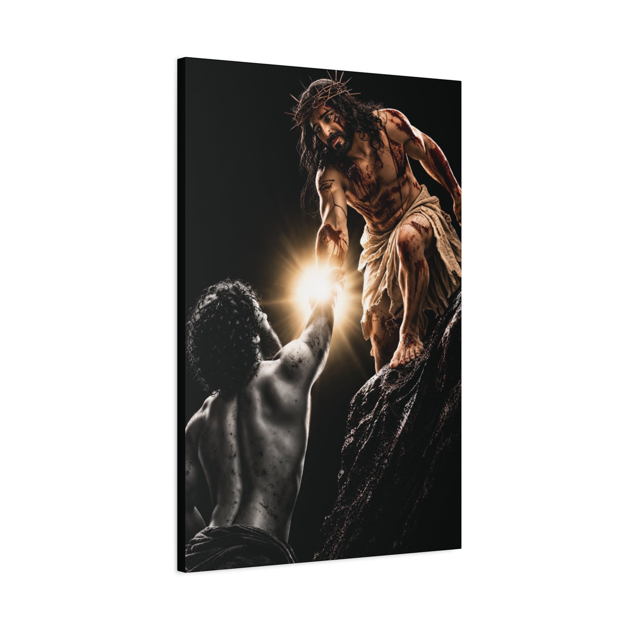 JESUS LIFTING UP MAN - CANVAS POSTER