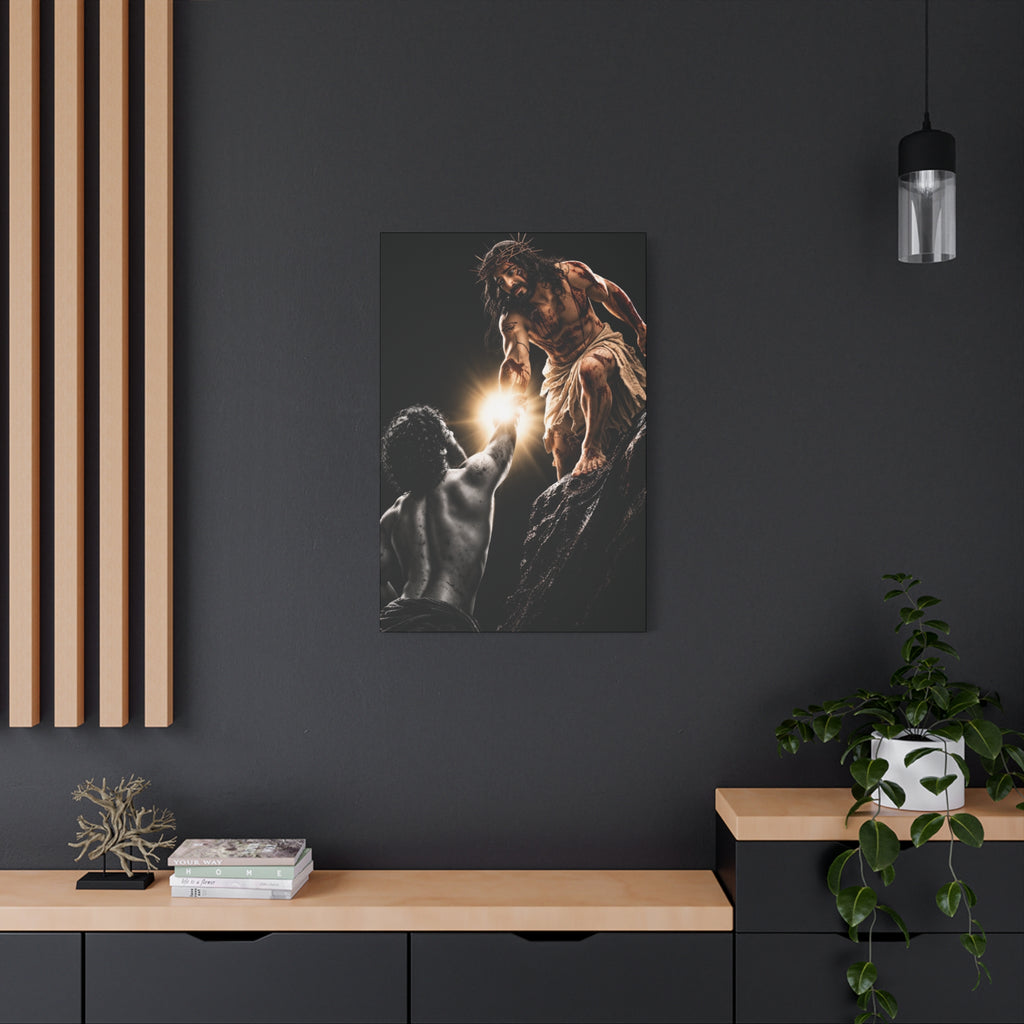 JESUS LIFTING UP MAN - CANVAS POSTER