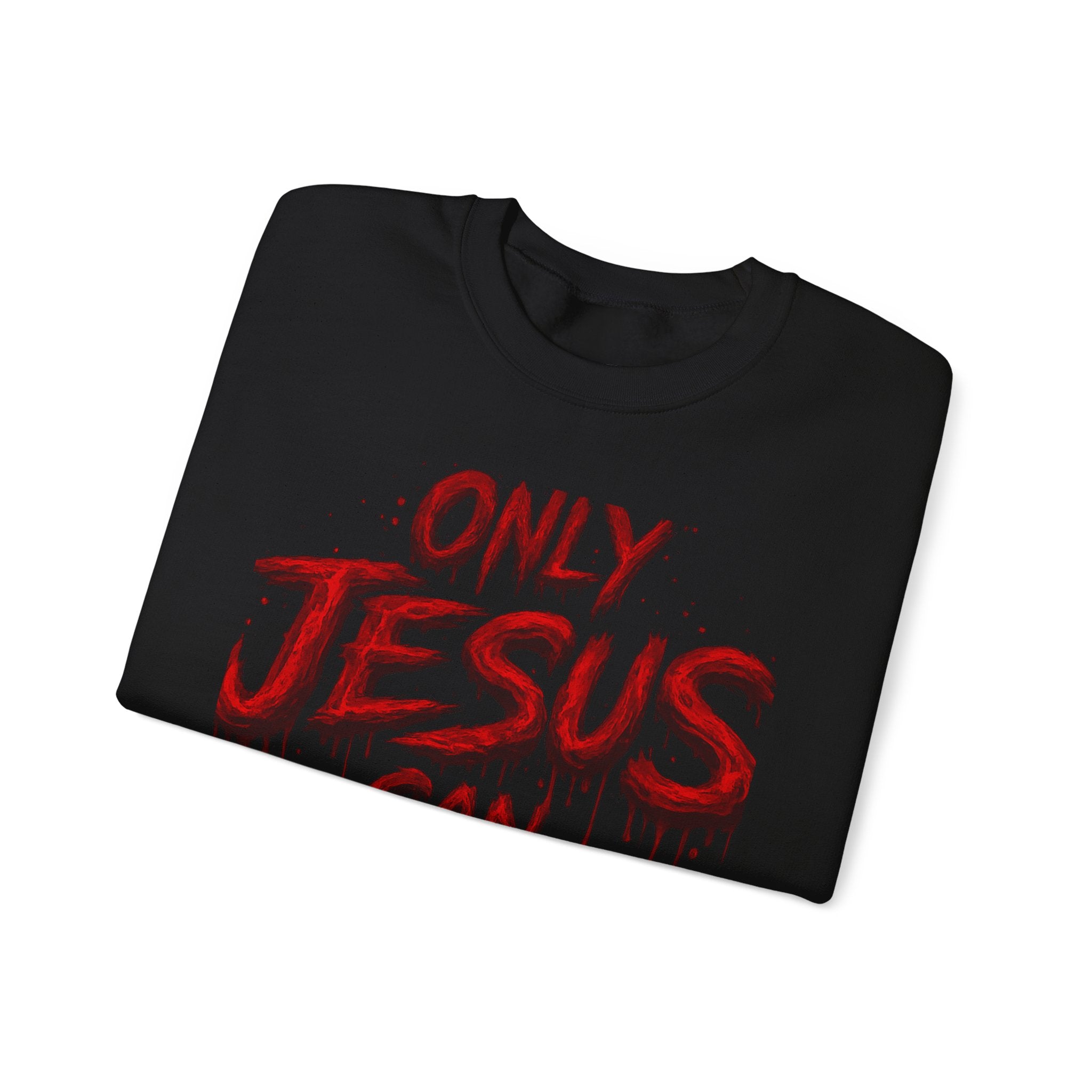 BOLD JESUS SAVES CROSS ON SLEEVES - SWEATSHIRT