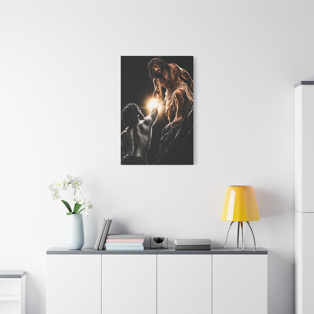 JESUS LIFTING UP MAN - CANVAS POSTER