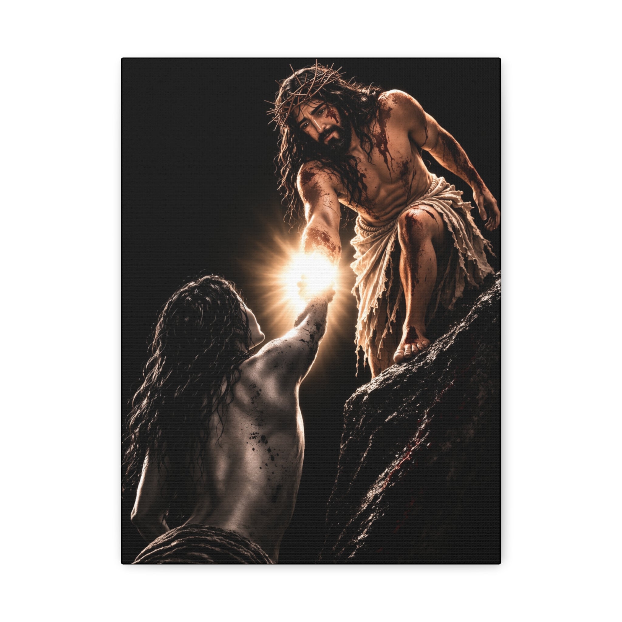 JESUS LIFTING A WOMEN UP - CANVAS POSTER