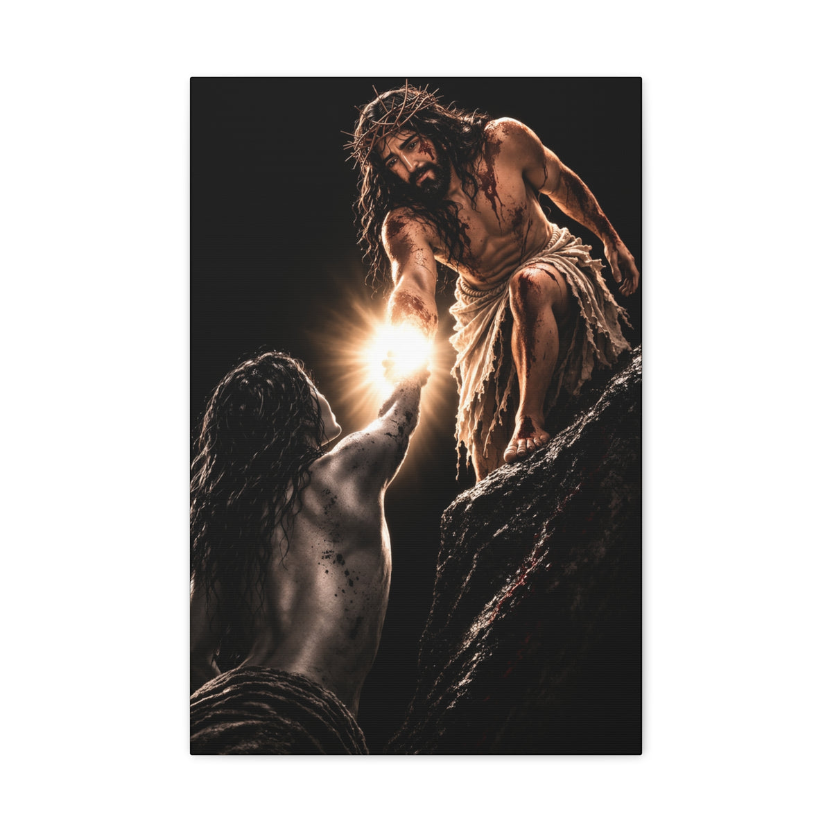 JESUS LIFTING A WOMEN UP - CANVAS POSTER