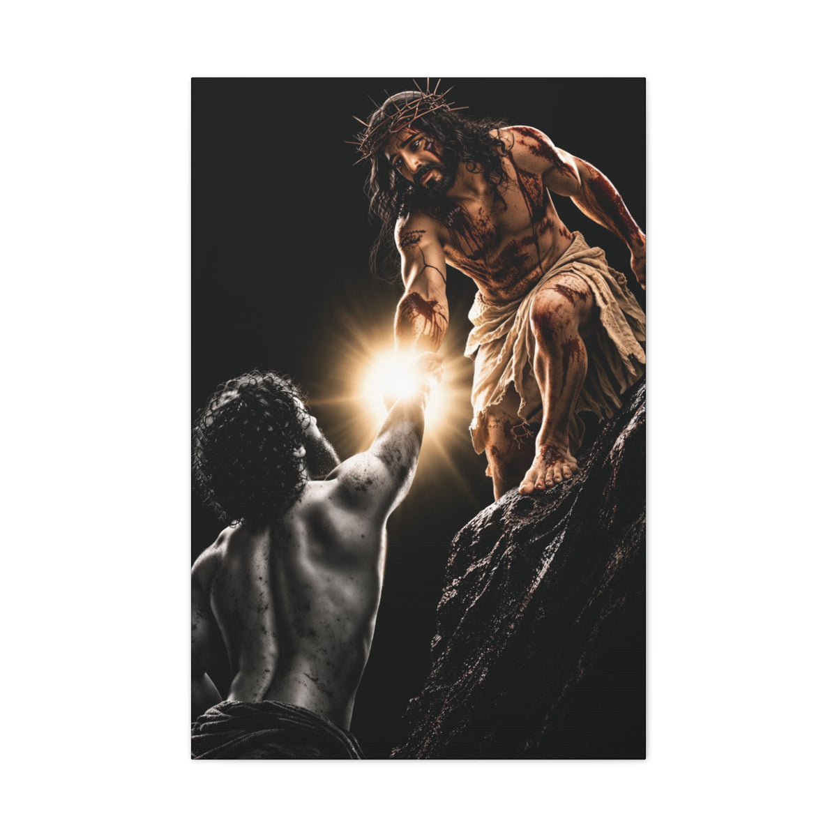 JESUS LIFTING UP MAN - CANVAS POSTER