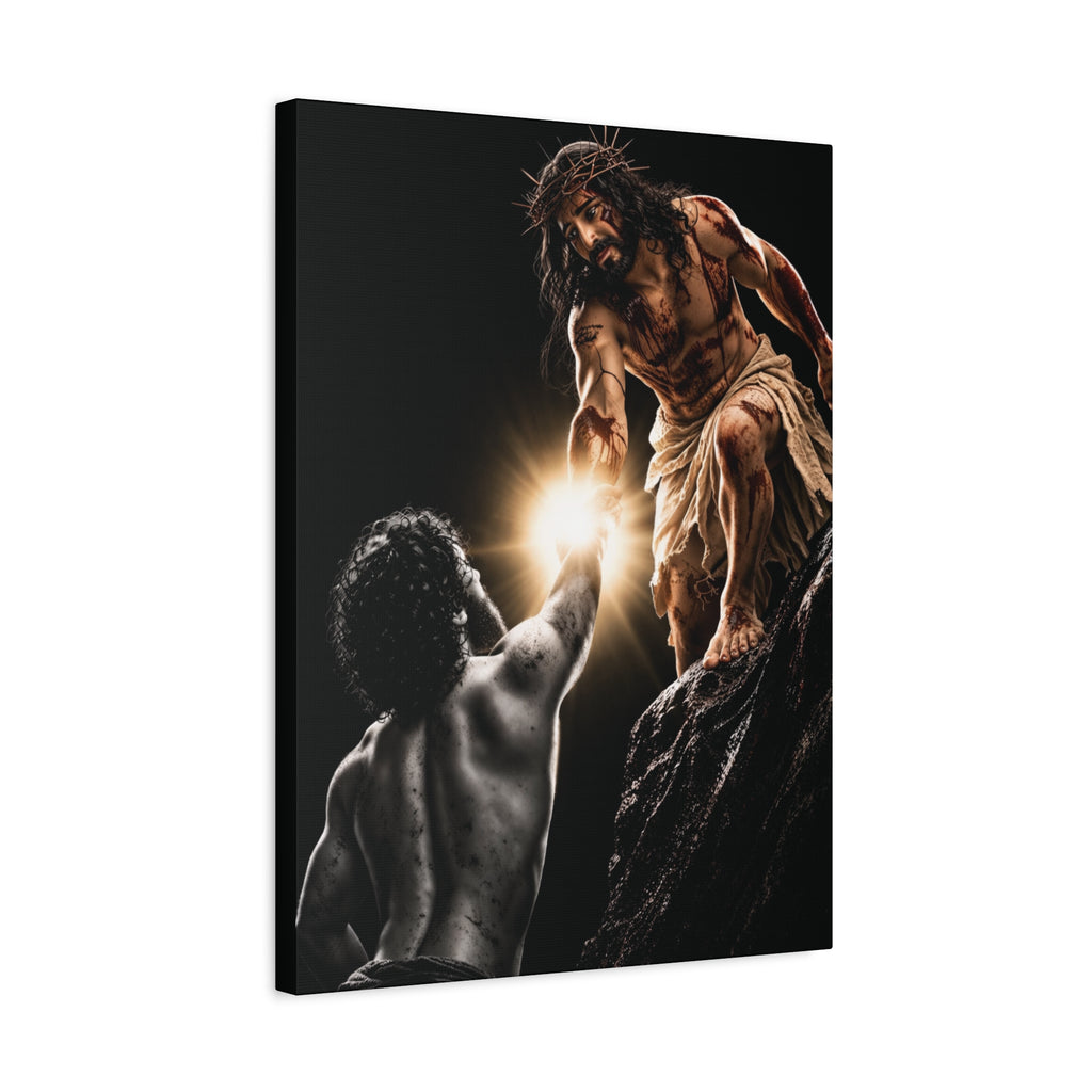 JESUS LIFTING UP MAN - CANVAS POSTER