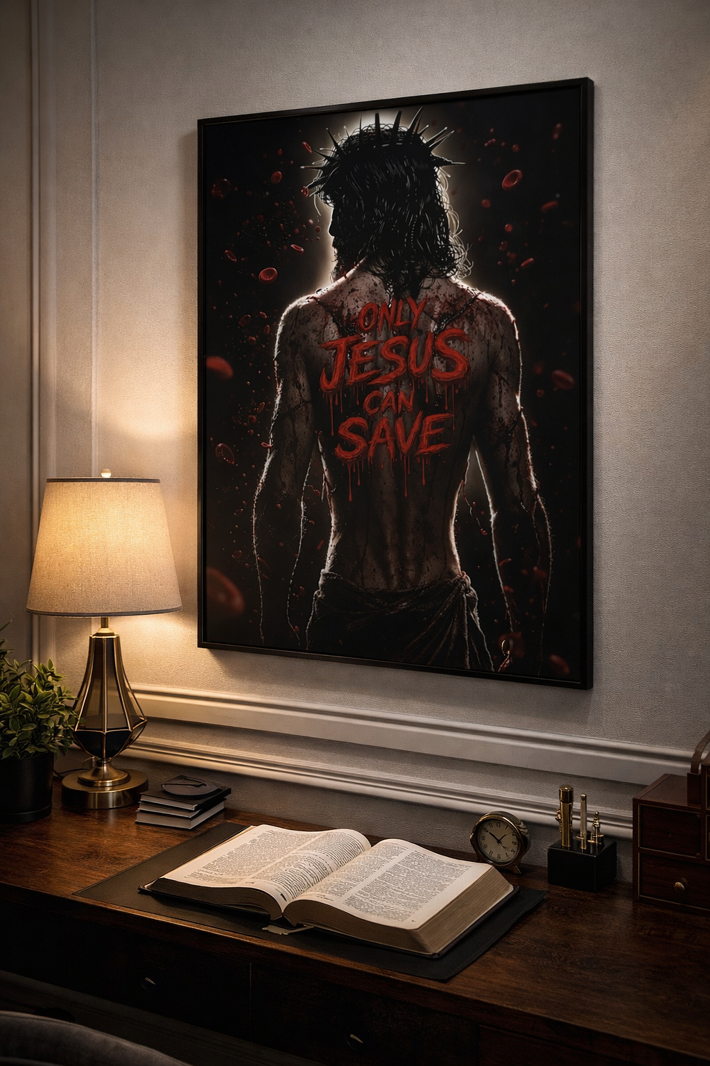ONLY JESUS CAN SAVE BLOOD ART CANVAS POSTER